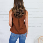 Tori Cocoa Bean Pleated Top