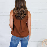 Tori Cocoa Bean Pleated Top
