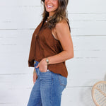 Tori Cocoa Bean Pleated Top