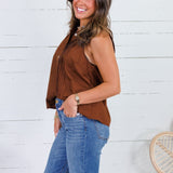 Tori Cocoa Bean Pleated Top