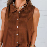 Tori Cocoa Bean Pleated Top