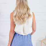 Tori Ecru Pleated Top