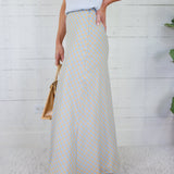 Tori Light Blue Checker Bias Maxi Skirt Things Between
