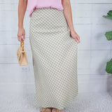 Tori Light Green Checker Bias Maxi Skirt Things Between