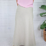 Tori Light Green Checker Bias Maxi Skirt Things Between