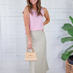 Tori Light Green Checker Bias Maxi Skirt Things Between