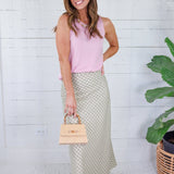 Tori Light Green Checker Bias Maxi Skirt Things Between
