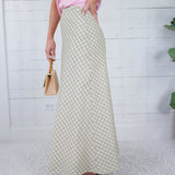 Tori Light Green Checker Bias Maxi Skirt Things Between