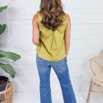 Tori Martini Olive Pleated Top