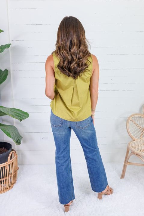 Tori Martini Olive Pleated Top