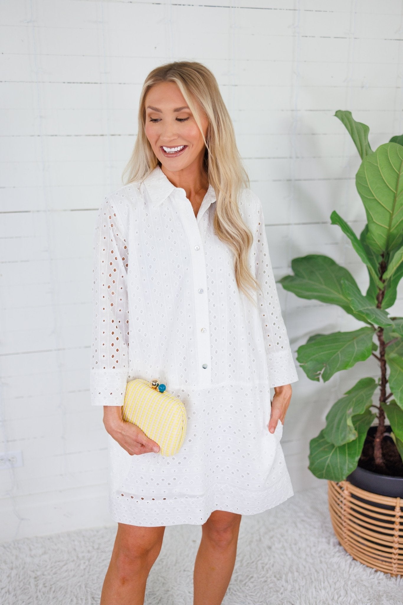 Tori White Eyelet Mini Shift Dress PINCH