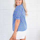 Tricia Navy Mix Gingham Top Mary Square