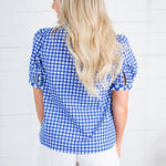 Tricia Navy Mix Gingham Top Mary Square