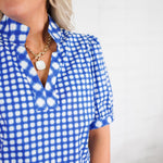 Tricia Navy Mix Gingham Top Mary Square