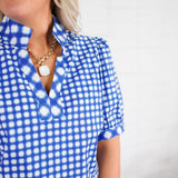 Tricia Navy Mix Gingham Top Mary Square