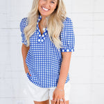 Tricia Navy Mix Gingham Top Mary Square