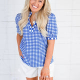 Tricia Navy Mix Gingham Top Mary Square
