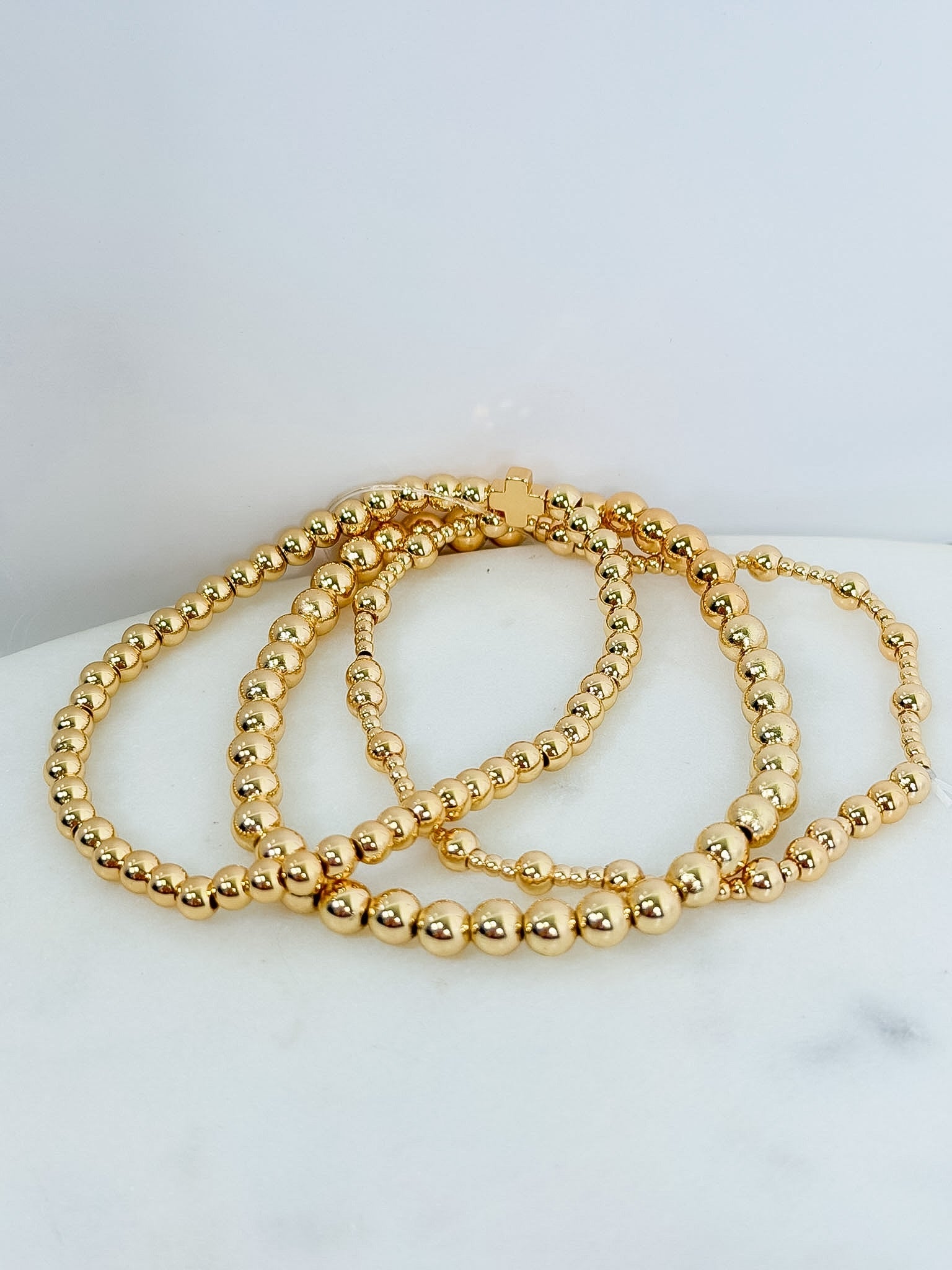 Triple Strand Gold Bead Ball Bracelets - A3 Accessories - Jewelry - Clover + Bee