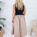 Troy Black Mock Neck + Khaki Poplin Dress