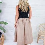 Troy Black Mock Neck + Khaki Poplin Dress