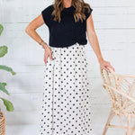 Troy Ivory Polka Dot Dress + Black Sweater Set Entro
