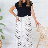 Troy Ivory Polka Dot Dress + Black Sweater Set Entro