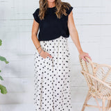 Troy Ivory Polka Dot Dress + Black Sweater Set Entro