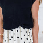 Troy Ivory Polka Dot Dress + Black Sweater Set Entro