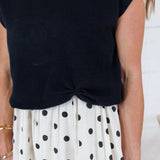 Troy Ivory Polka Dot Dress + Black Sweater Set Entro