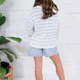 Tupelo White + Blue Stripes Summer Sweater Mustard Seed