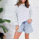 Tupelo White + Blue Stripes Summer Sweater Mustard Seed
