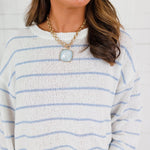 Tupelo White + Blue Stripes Summer Sweater Mustard Seed
