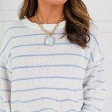 Tupelo White + Blue Stripes Summer Sweater Mustard Seed
