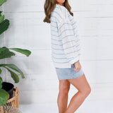 Tupelo White + Blue Stripes Summer Sweater Mustard Seed