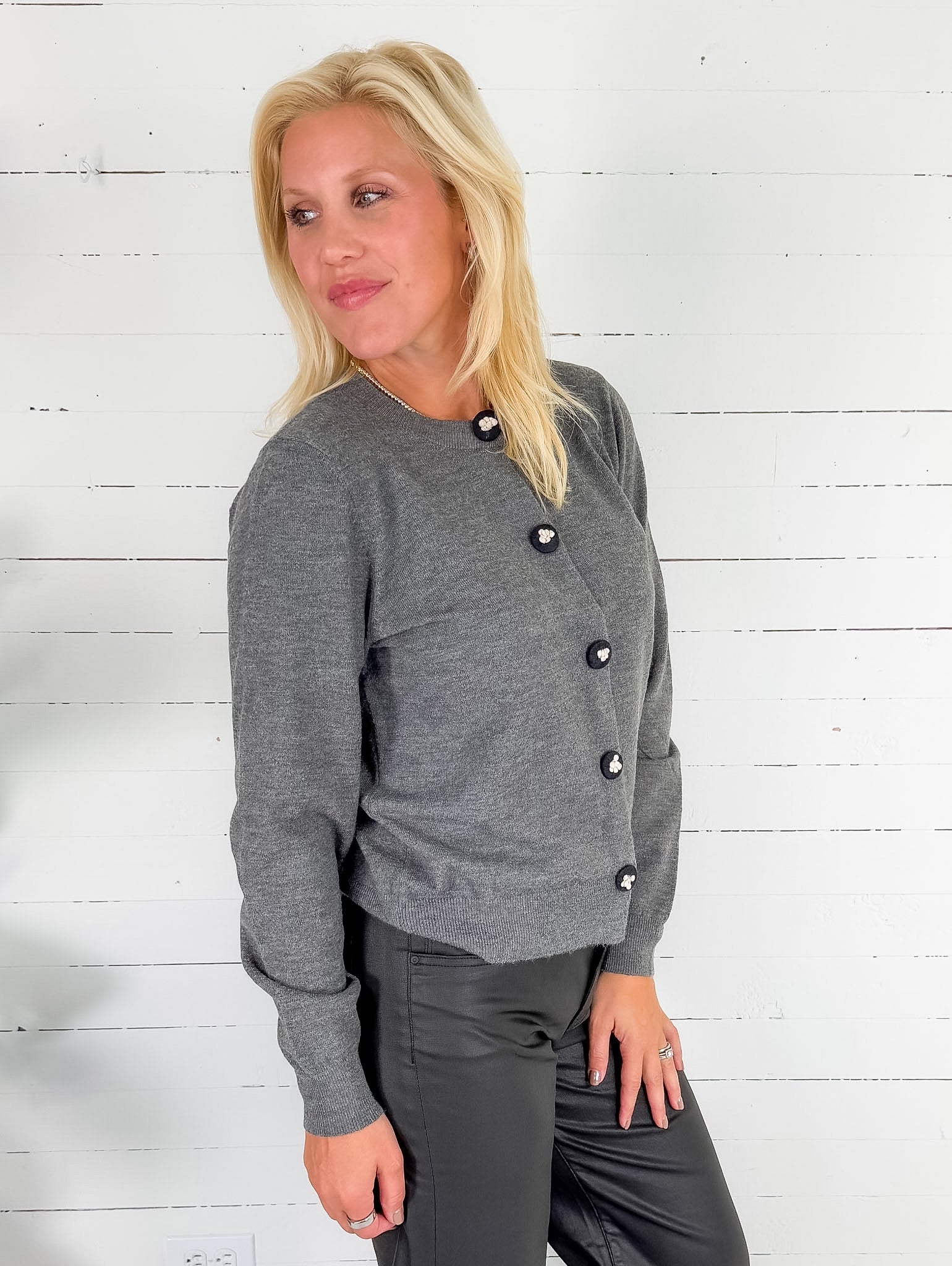 Turner Charcoal + Fancy Buttons Cardigan Compania Fantastica