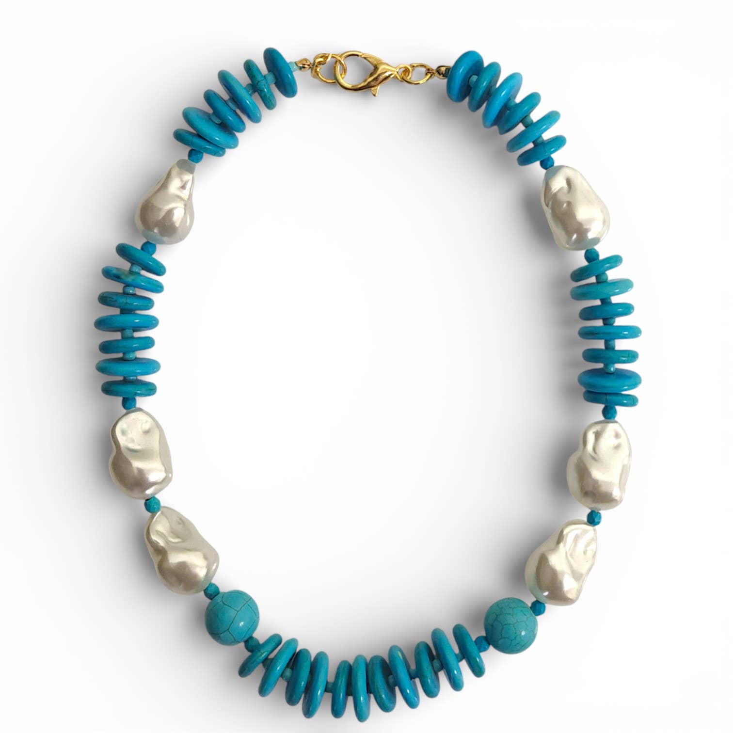 Turquoise and Pearl Beaded Necklace - A3 Accessories - Jewelry - Clover + Bee