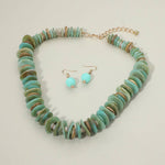 Turquoise + Aqua Resin Disc Beaded Necklace - A3 Accessories - Jewelry - Clover + Bee