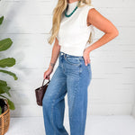 Twisted Seam Wide Leg Denim Jean Just Black Denim