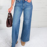 Twisted Seam Wide Leg Denim Jean Just Black Denim