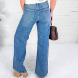 Twisted Seam Wide Leg Denim Jean Just Black Denim