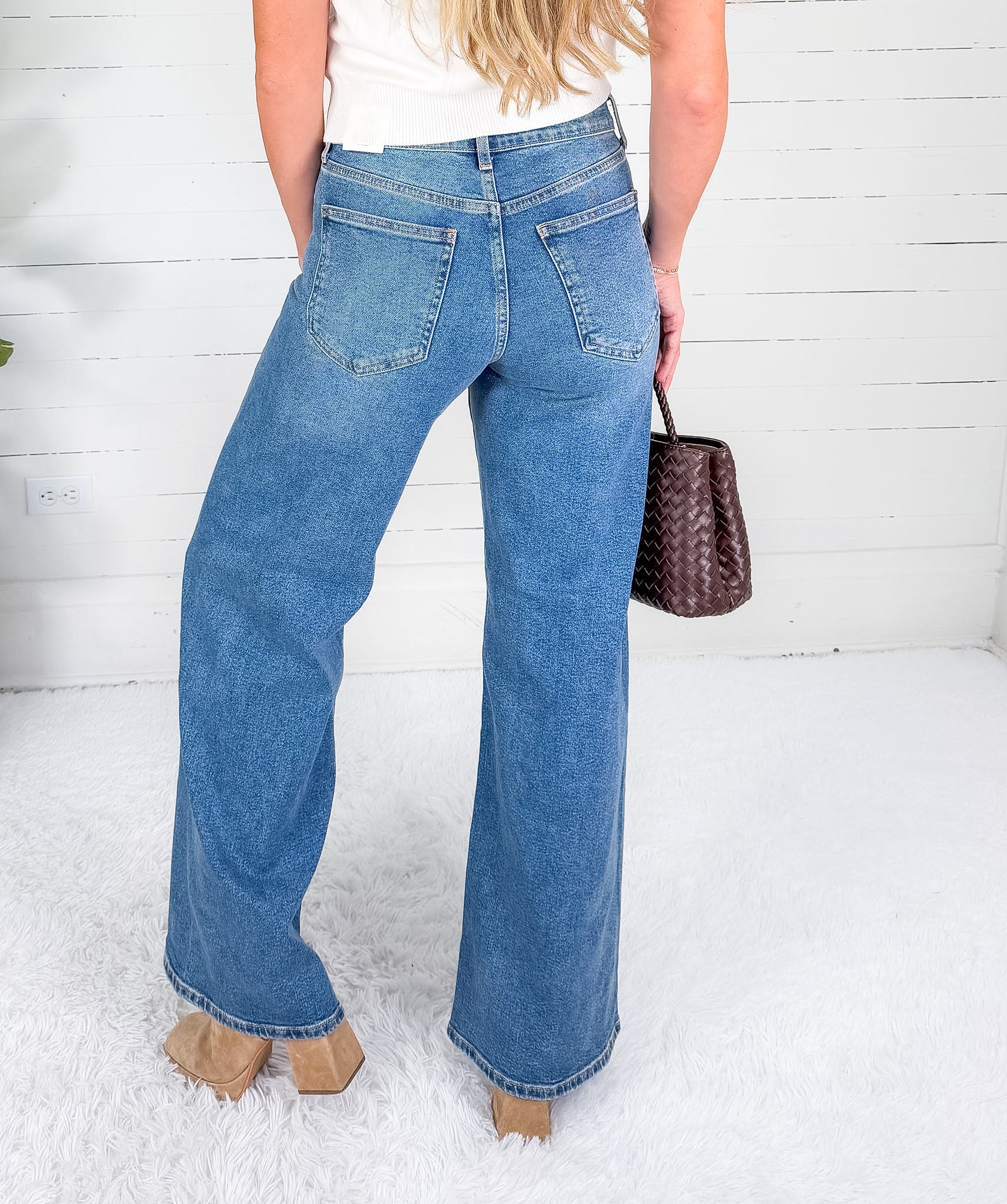 Twisted Seam Wide Leg Denim Jean Just Black Denim