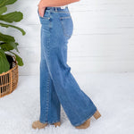 Twisted Seam Wide Leg Denim Jean Just Black Denim
