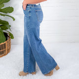 Twisted Seam Wide Leg Denim Jean Just Black Denim