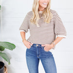 Tyson Cream + Brown Striped Sweater Blu Pepper