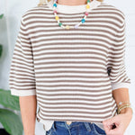Tyson Cream + Brown Striped Sweater Blu Pepper
