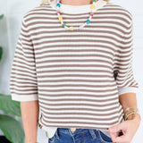 Tyson Cream + Brown Striped Sweater Blu Pepper