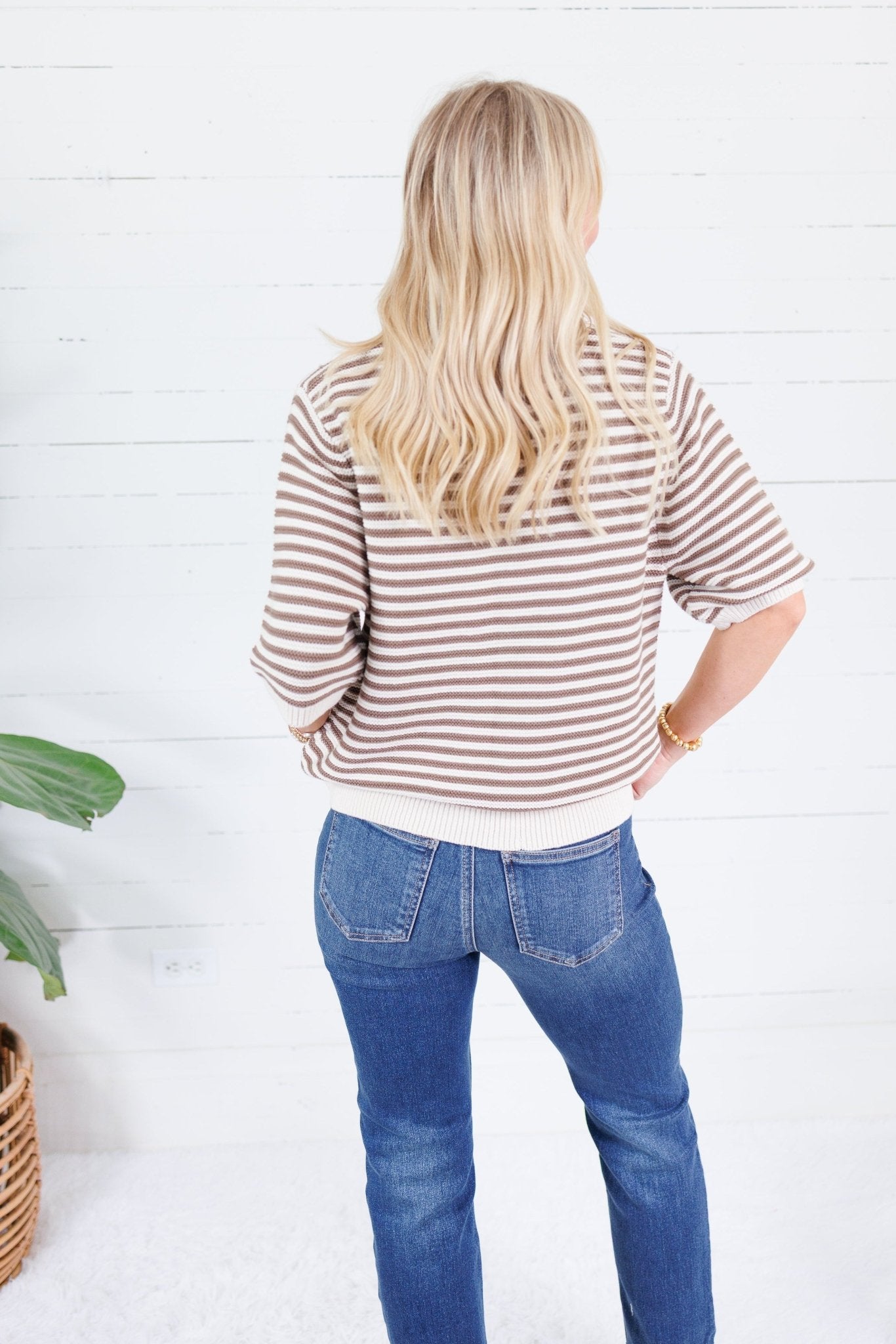 Tyson Cream + Brown Striped Sweater Blu Pepper