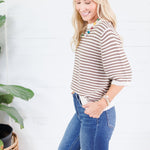 Tyson Cream + Brown Striped Sweater Blu Pepper