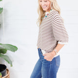 Tyson Cream + Brown Striped Sweater Blu Pepper