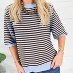 Tyson Light Blue + Brown Striped Sweater Blu Pepper